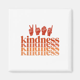 Retro Kindness Döv Awareness Shirt-teckenspråk Magnet