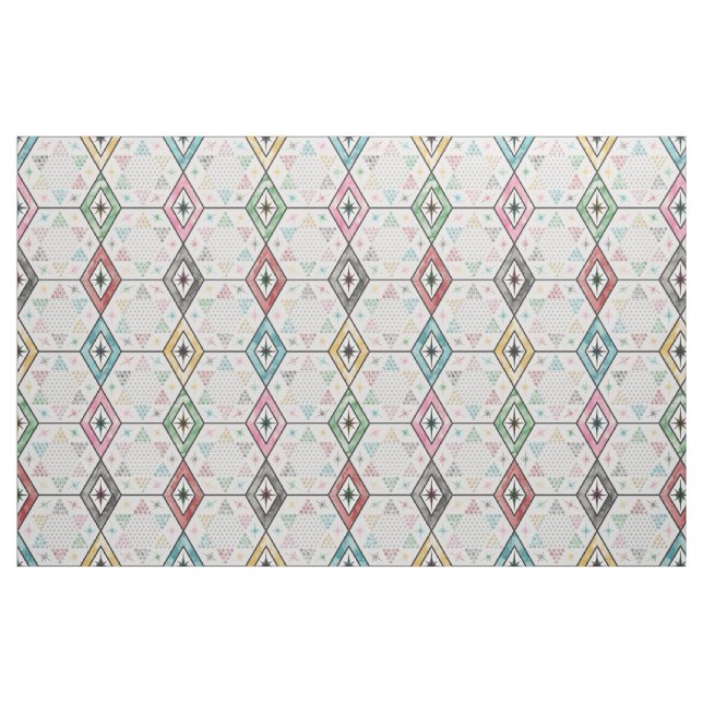 Retro kinesiska Checkers Tyg (Fat Quarter)