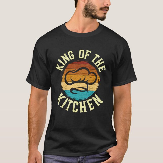 Retro King Of The Kitchen Cooking  Chief Cook Chef T Shirt (Framsida)