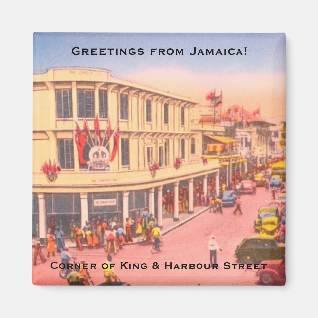 Retro Kingston, Jamaica (Kung & Harbour Street) Magnet (Framsidan)
