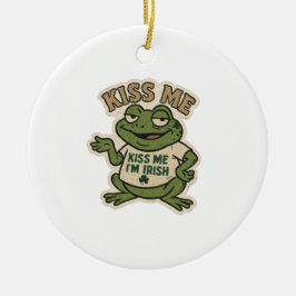 Retro Kiss Me I'm Irish Frog St.Patrick's Day Julgransprydnad Keramik
