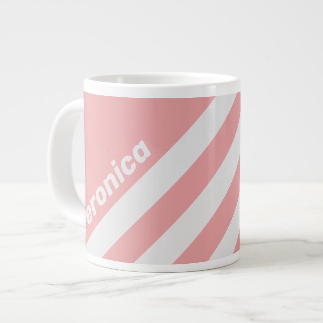 Retro Kiss Tre Ränder med Namn Jumbo Mugg (Framsida vänster)