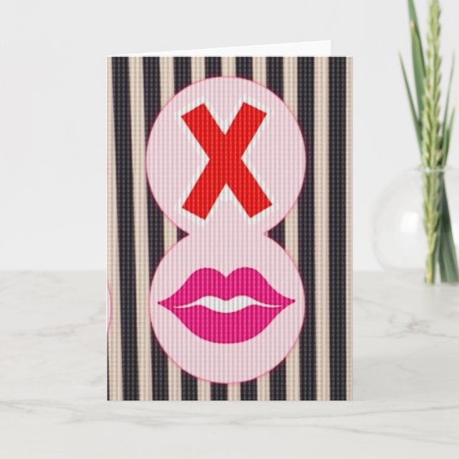 Retro Kiss X Kärlekskort Kort (Framsida)