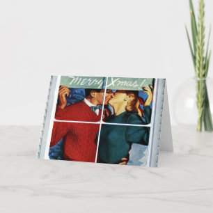 Retro Kissing jul-par-kort Helgkort