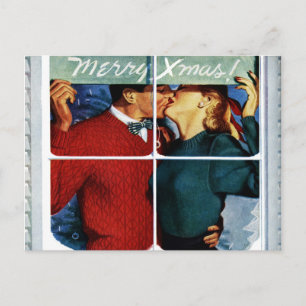 Retro Kissing jul-vykort Helg Vykort
