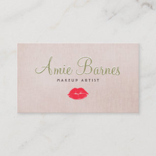 Retro Kissing Läppar Makeup Artist Beige Linen loo Visitkort