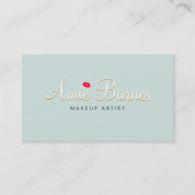 Retro Kissing Läppar Makeup Artist Cosmetology Visitkort (Framsida)