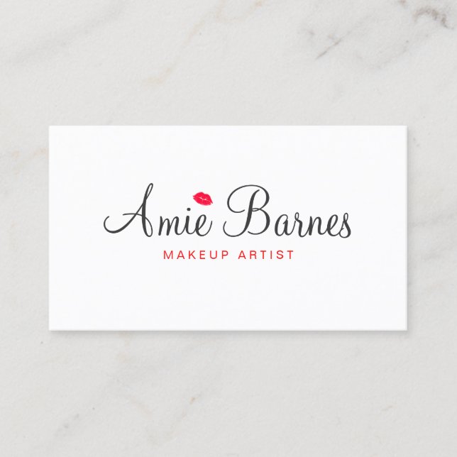 Retro Kissing Läppar Makeup Artist White Beauty Visitkort (Framsida)