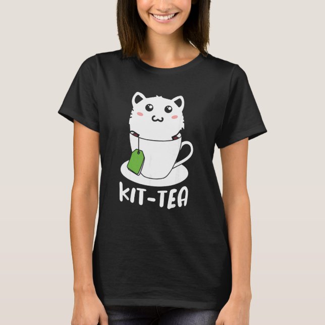 Retro Kit Tea  Kitten Cat  Tea Drinker Teacup Pun T Shirt (Framsida)