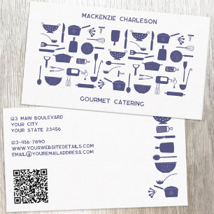Retro Kitchen Catering Bakery Cook QR-kod Visitkort