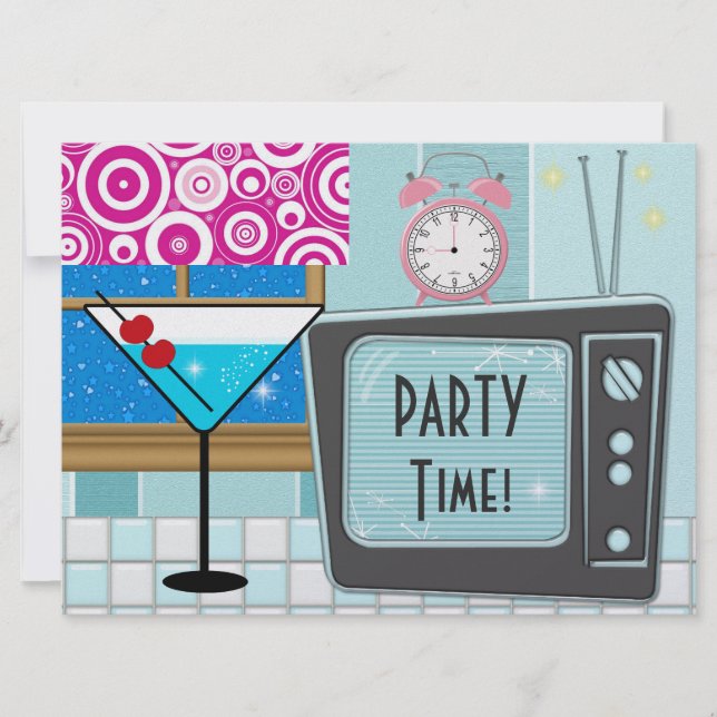 Retro Kitchen - Cocktail - Middag Party - SRF Inbjudningar (Framsida)