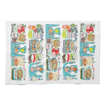 Retro Kitchen Cook Bok Illustration Aqua