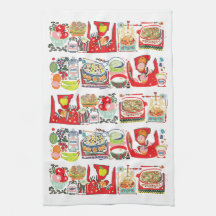 Retro Kitchen Cook Bok Illustration Red