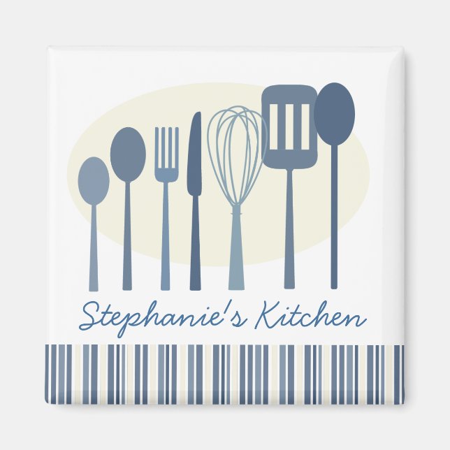 Retro Kitchen Cooking Utensils Personlig Magnet (Framsidan)