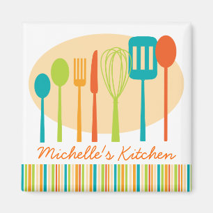 Retro Kitchen Cooking Utensils Personlig Magnet