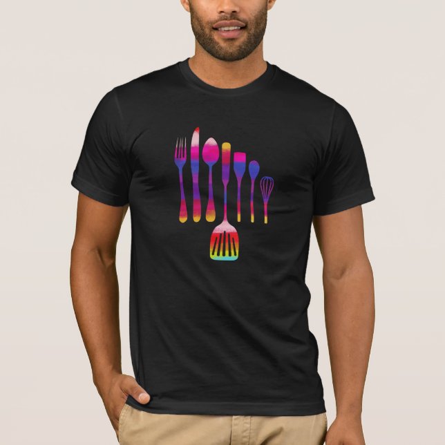 Retro Kitchen-kokning Tee Shirt (Framsida)
