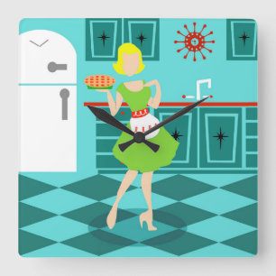 Retro Kitchen-köldlås Fyrkantig Klocka