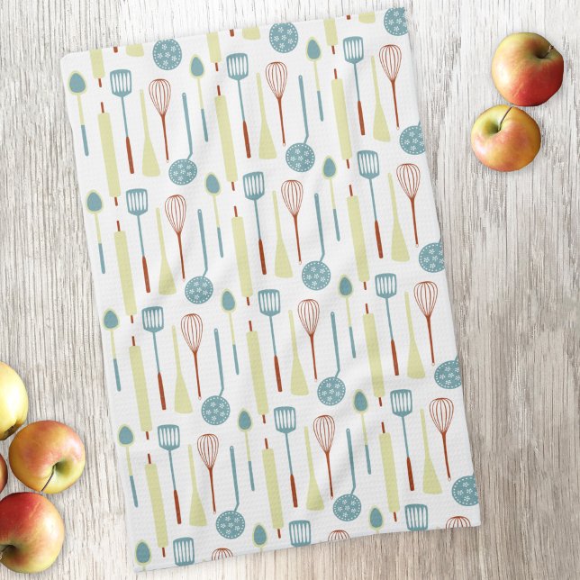 Retro Kitchen Utensils Kökshandduk (Retro kitchen utensil pattern kitchen towel)