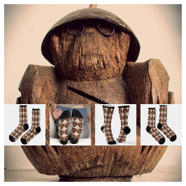 Retro Kitsch Carved Coconut Monkey Banker Roligt