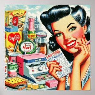 Retro Kitsch Vintage Girl Poster