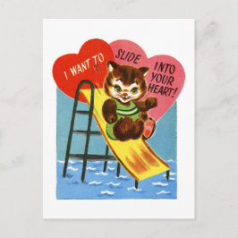 Retro Kitten Valentine Helg Vykort