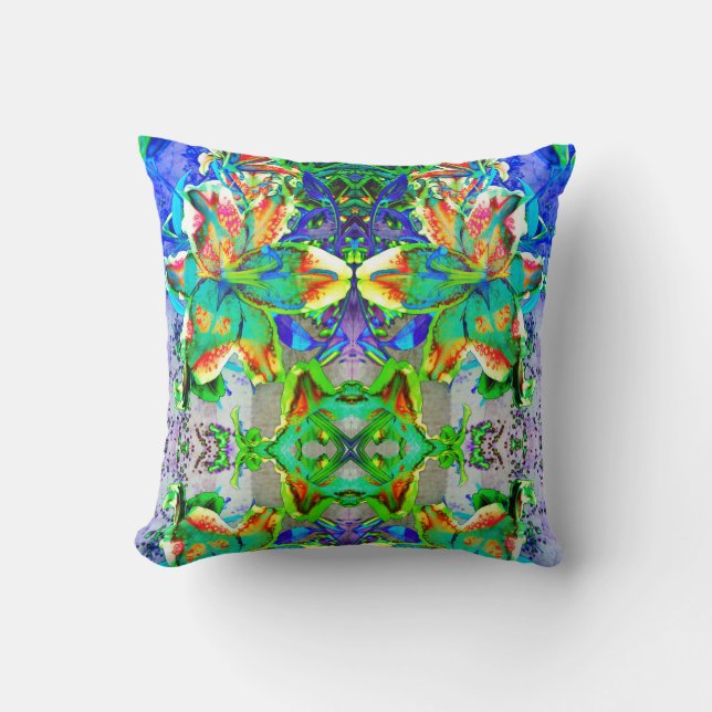 Retro kiwi Lily Mandala Kudde (Framsida)