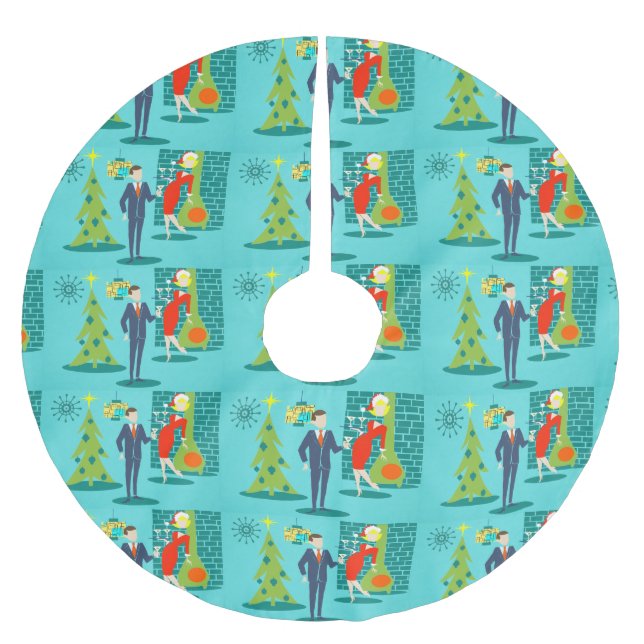 Retro kjol för helgdagtecknadjulgran julgransmatta borstad polyester (Framsidan)