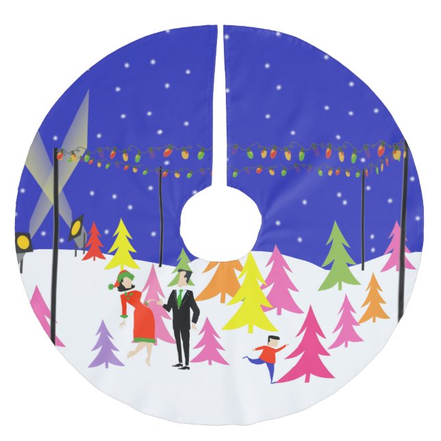 Retro kjol för julgranlantgårdjulgran julgransmatta borstad polyester (Framsidan)