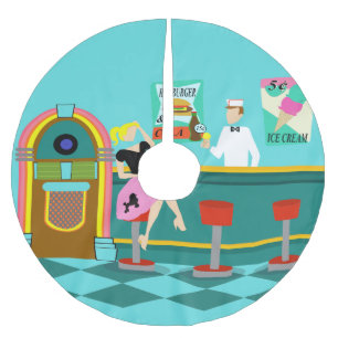 Retro kjol för sodavattenfontänjulgran julgransmatta borstad polyester