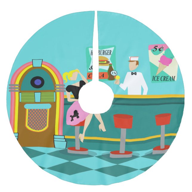 Retro kjol för sodavattenfontänjulgran julgransmatta borstad polyester (Framsidan)