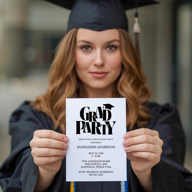 Retro klass av grattis examen svart inbjudningar (Skapare uppladdad)