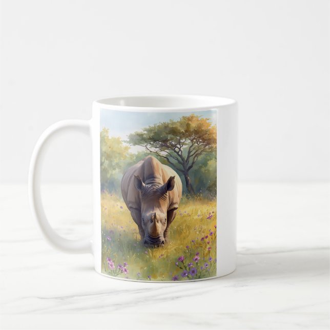 Retro Klassisk Afrikansk Noshörning Kaffemugg (Vänster)