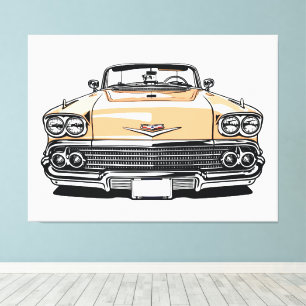 Retro Klassisk Cabriolet Fram Popkonst Canvastryck