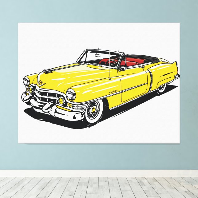 Retro Klassisk Cabriolet Sidopopkonst Canvastryck (Insitu (trägolv))