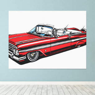 Retro Klassisk Cabriolet Sidopopkonst Canvastryck