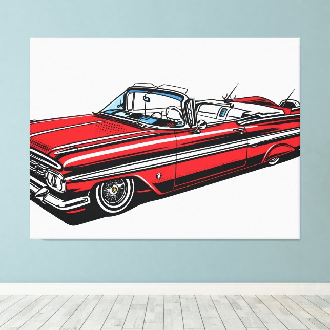 Retro Klassisk Cabriolet Sidopopkonst Canvastryck (Insitu (trägolv))