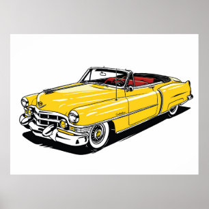 Retro Klassisk Cabriolet Sidopopkonst Poster