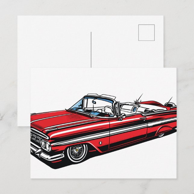 Retro Klassisk Cabriolet Sidopopkonst Vykort (Fram/baksida)