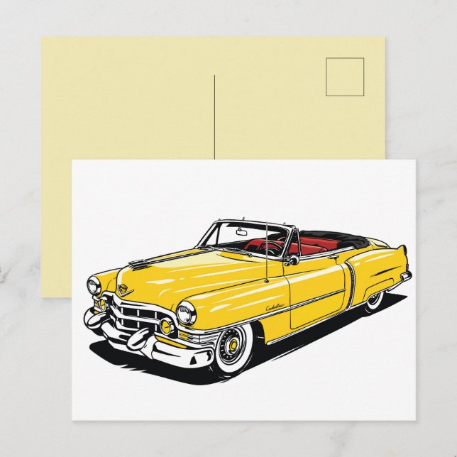 Retro Klassisk Cabriolet Sidopopkonst Vykort (Fram/baksida)