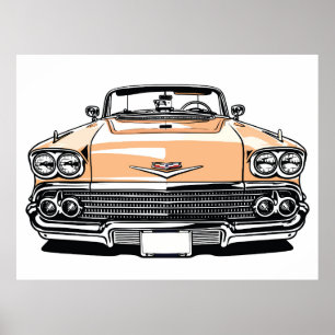 Retro Klassisk Kabriolet Fram Popkonst Poster