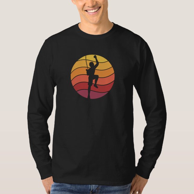 Retro Klättrare Klippklättring T Shirt (Framsida)