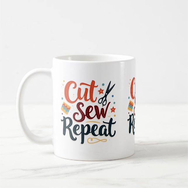 Retro "Klipp Sy Upprepa" Syälskare Design Kaffemugg (Vänster)