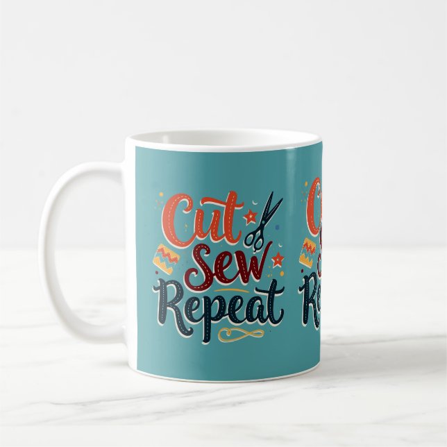 Retro "Klipp Sy Upprepa" Syälskare Design Kaffemugg (Vänster)