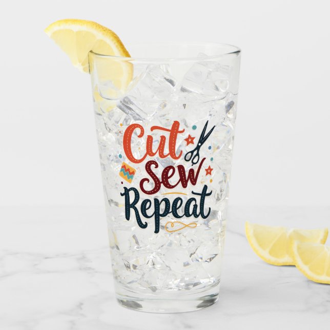 Retro "Klipp upprepning" syta Älskare design Glaskopp (Framsida Ice)