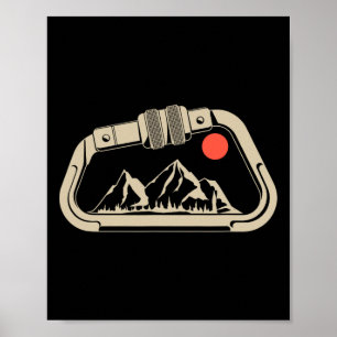 Retro Klippklättring Bouldering Berg Karbinhake Poster