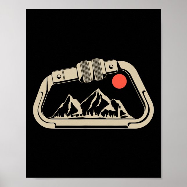 Retro Klippklättring Bouldering Berg Karbinhake  Poster (Framsidan)