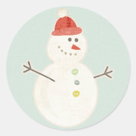 Retro-klistermärken i snögubbe runt klistermärke