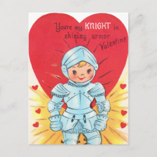 Retro Knight Valentine Helg Vykort
