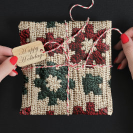 Retro KnTED Red Grönt Julsötare Väder Presentpapper