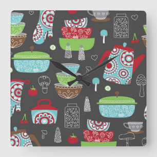 Retro-kök av typen "Wall Clock" Fyrkantig Klocka